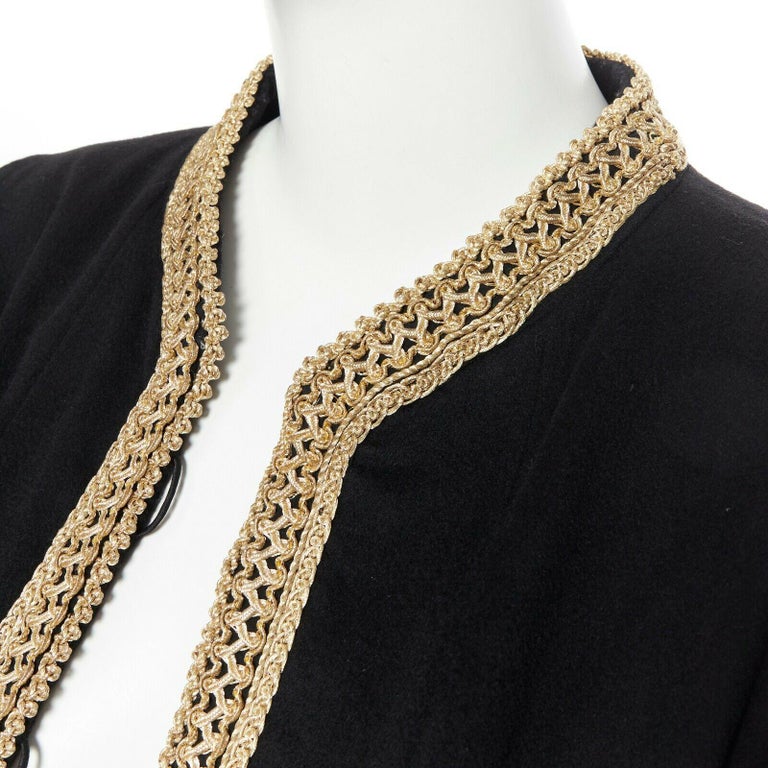 CHANEL Vintage Maharaja black gold metal thread baroque embroidery ...