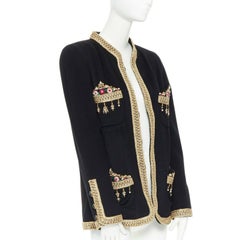 CHANEL Vintage Maharaja black gold metal thread baroque embroidery tailor jacket