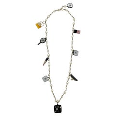 Chanel Vintage Make Up Charm Perlenkette Halskette mit Perlenkette