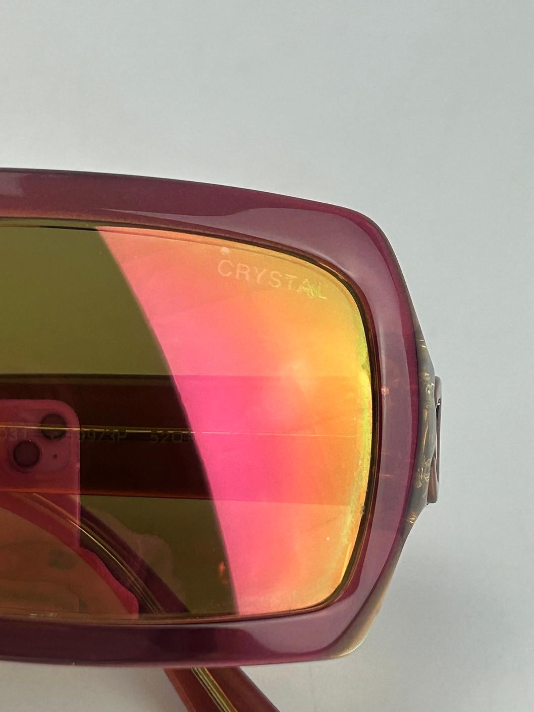 Chanel Vintage Maroon and Green Crystal Lens Sunglasses 7