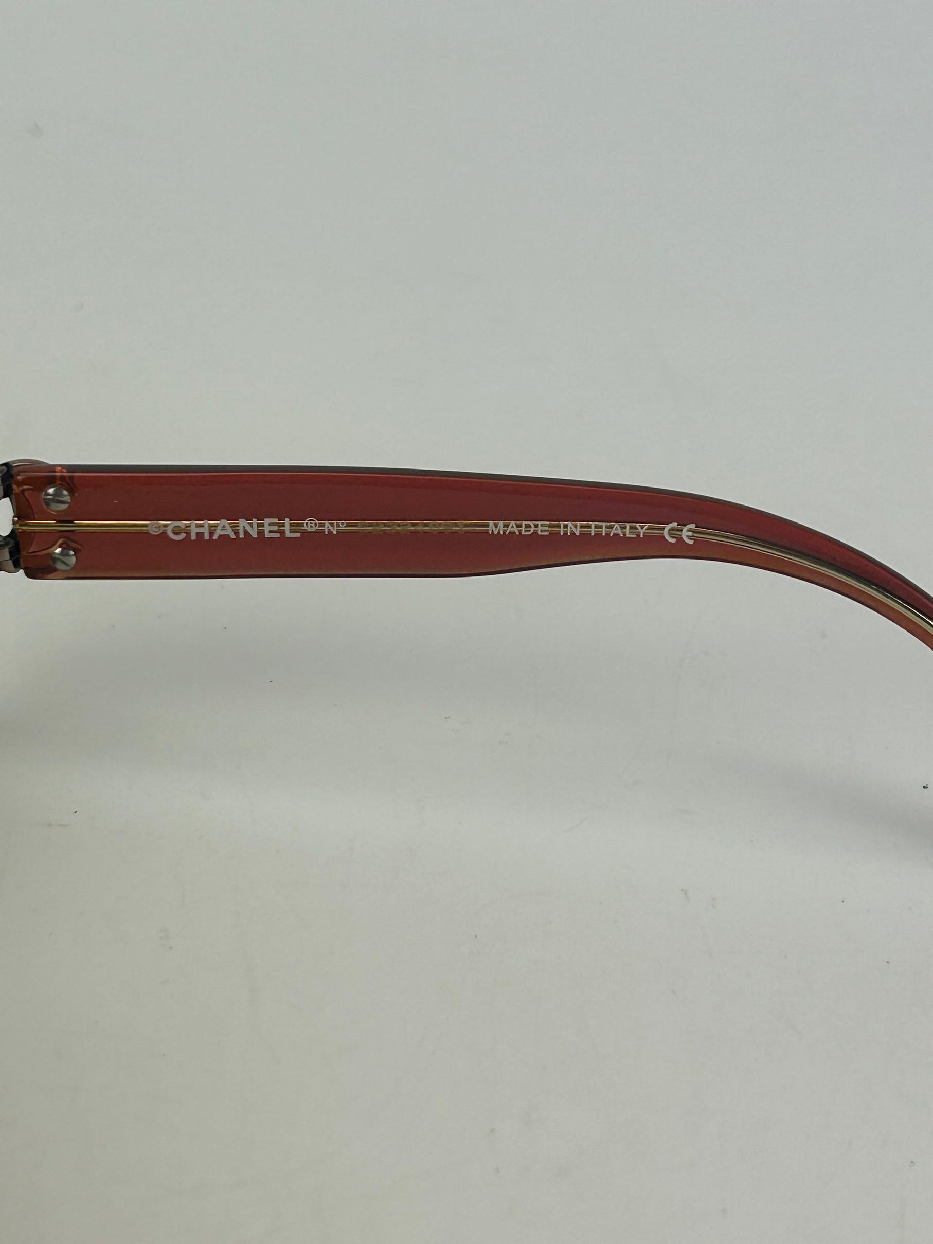 Chanel Vintage Maroon and Green Crystal Lens Sunglasses 2