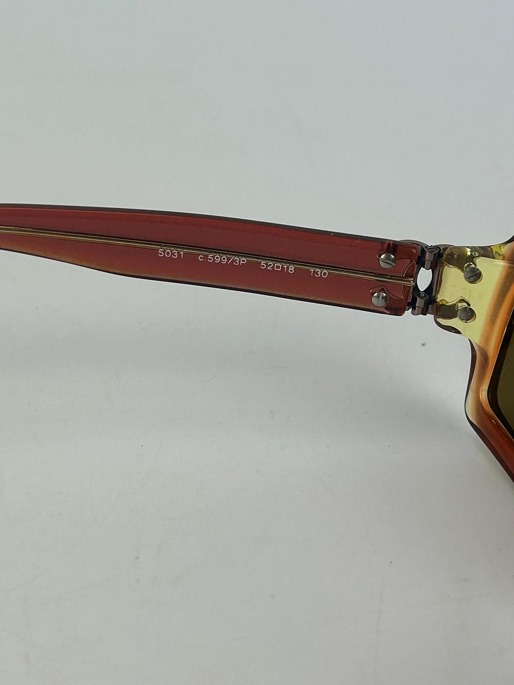 Chanel Vintage Maroon and Green Crystal Lens Sunglasses 3