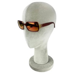 Chanel Vintage Maroon and Green Crystal Lens Sunglasses