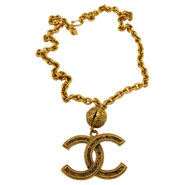 Vintage Chanel Rhinestone CC Statement Necklace