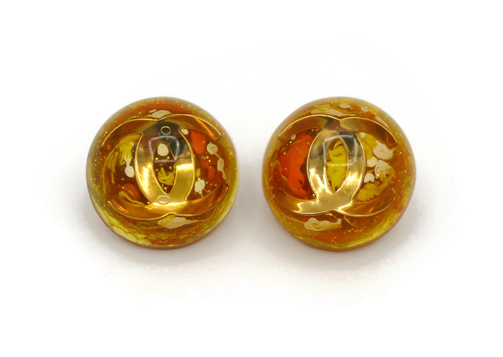 Chanel Vintage Massive Domed Resin CC Clip On Earrings, 1993 For Sale 1