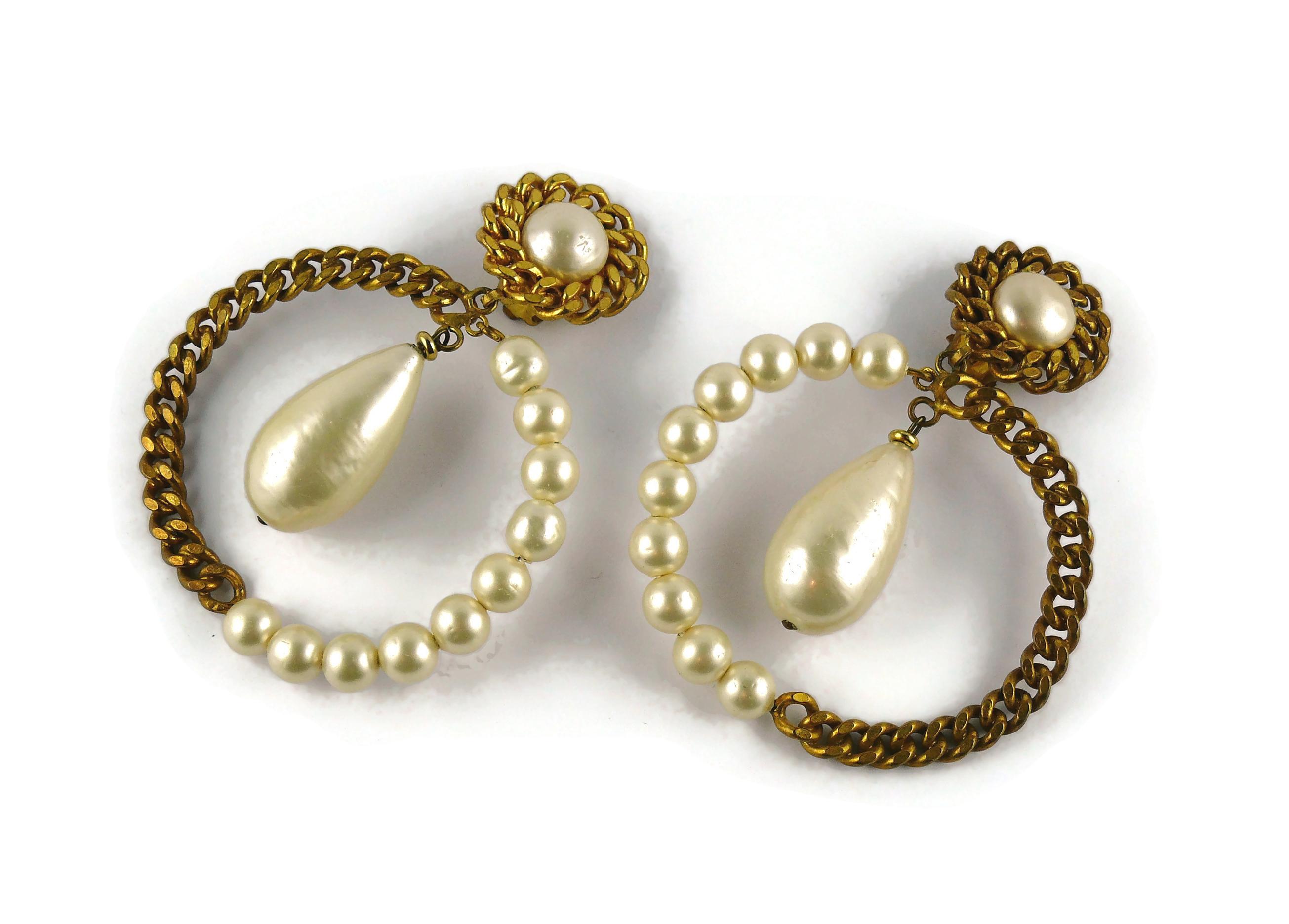 oversized pearl hoop earrings