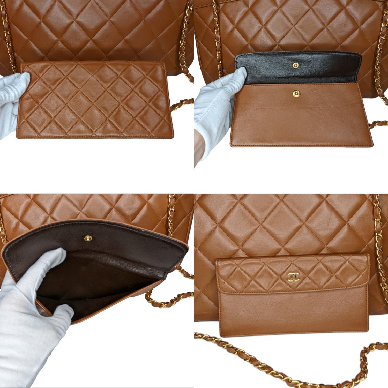 Chanel Vintage Matelassé Chain Leather Shoulder Bag & Wallet en vente 7