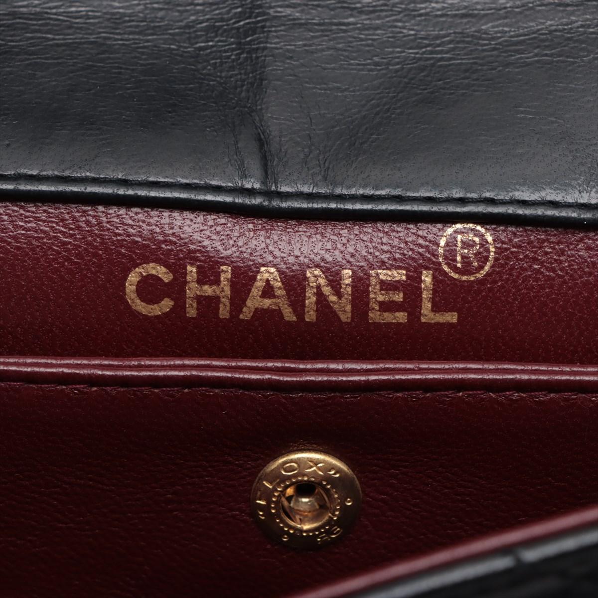 Chanel Vintage Matelasse Lammfell einzelne Klappe Doppelkette Tasche schwarz im Angebot 9