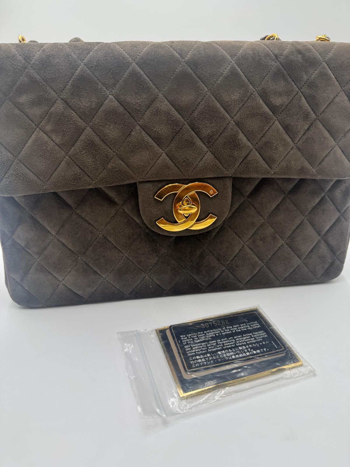 Chanel Vintage Maxi Suede Flap Bag For Sale 7