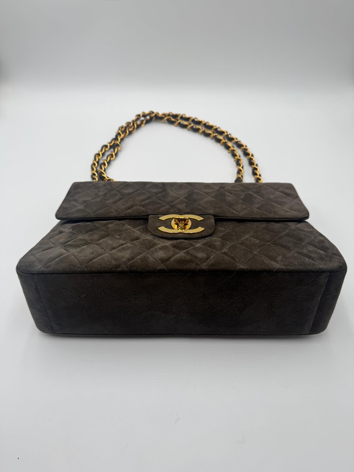 Women's Chanel Vintage Maxi Suede Flap Bag For Sale