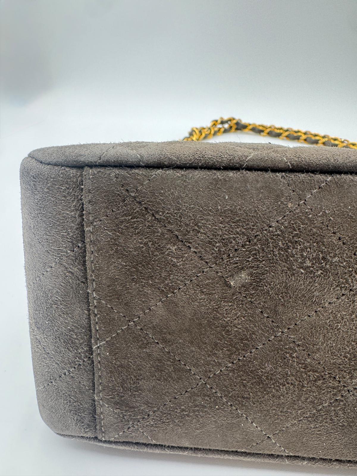 Chanel Vintage Maxi Suede Flap Bag For Sale 1