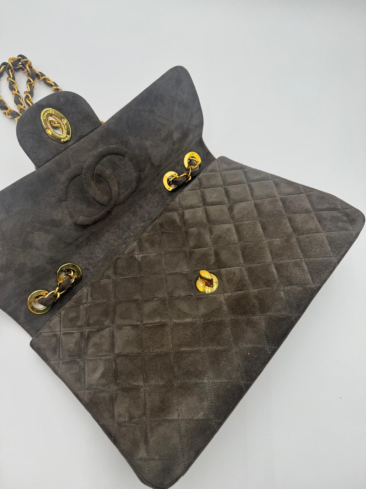 Chanel Vintage Maxi Suede Flap Bag For Sale 3