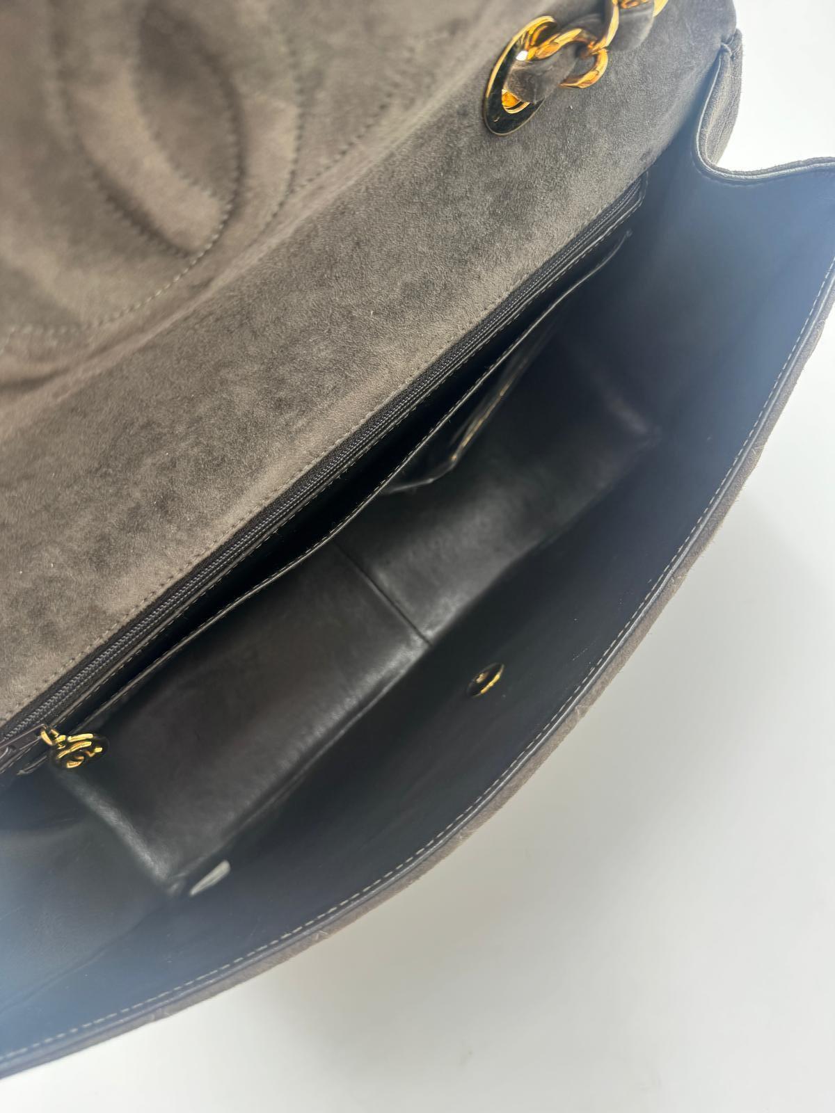 Chanel Vintage Maxi Suede Flap Bag For Sale 4