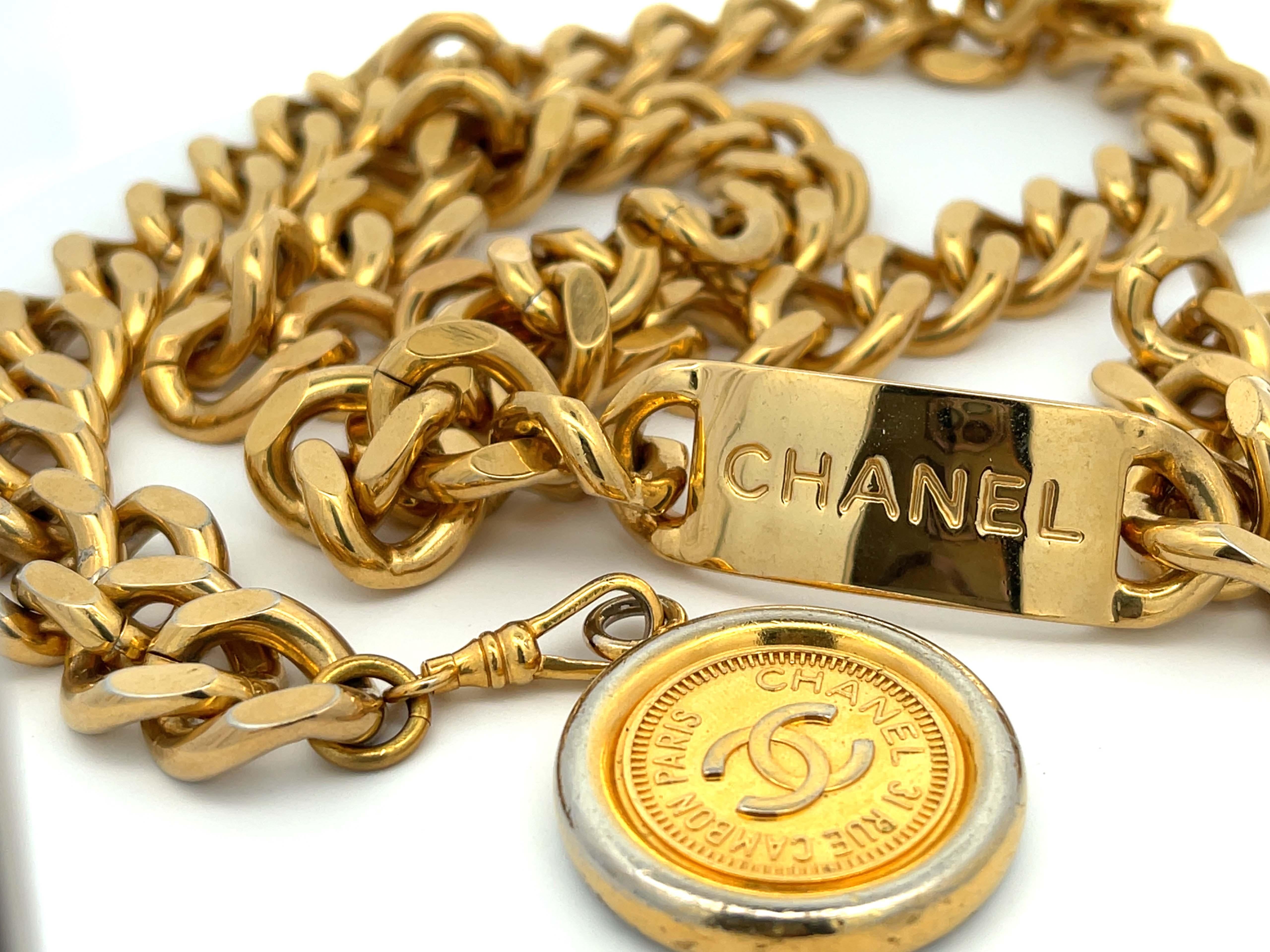 Modern CHANEL Vintage Medallion Coin Chain Belt For Sale