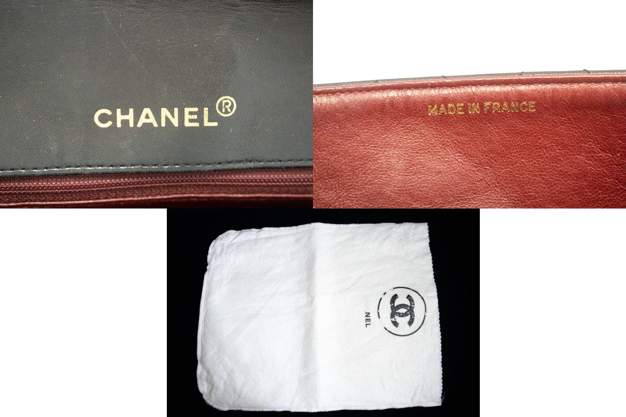CHANEL Vintage Medium Chain Shoulder Bag Lambskin Black Quilted 4