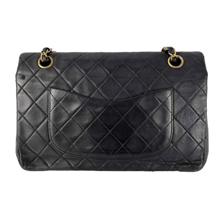 Chanel Medium Classic Double Flap Bag Metallic Gold Lambskin Black Hardware
