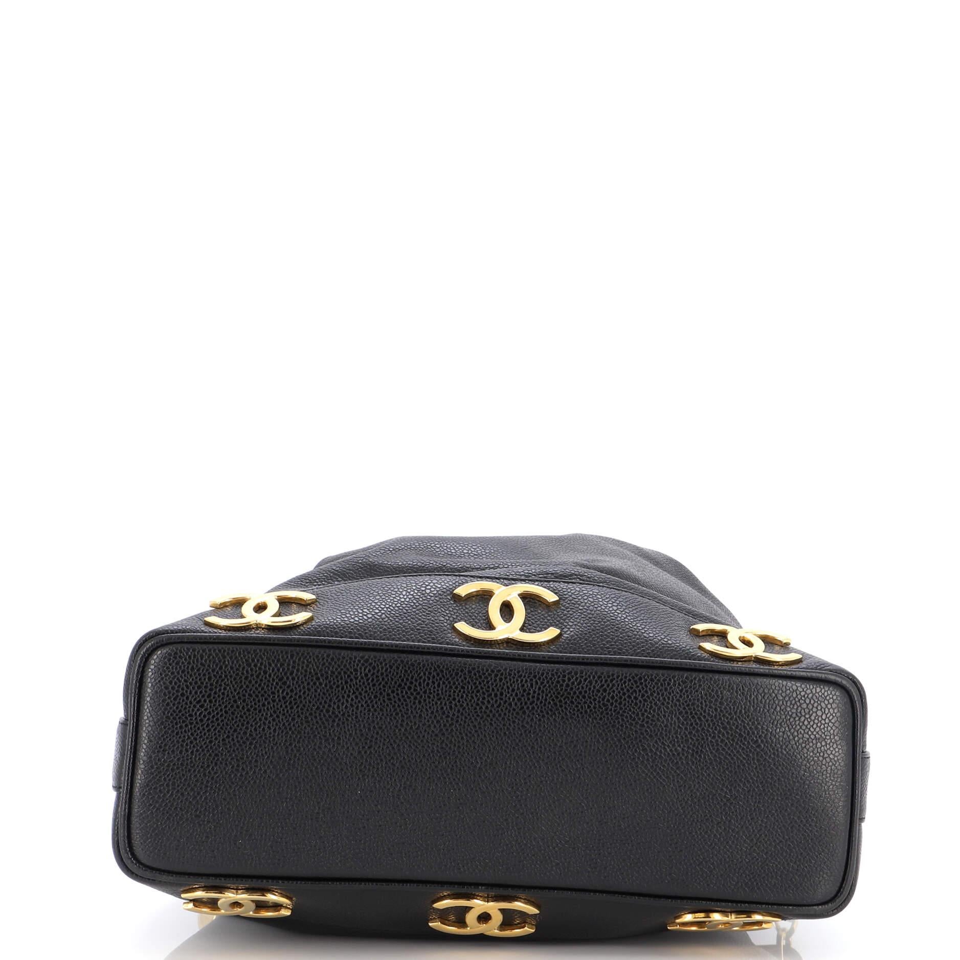 Chanel Vintage Metal CC Drawstring Bucket Bag Caviar Large 1