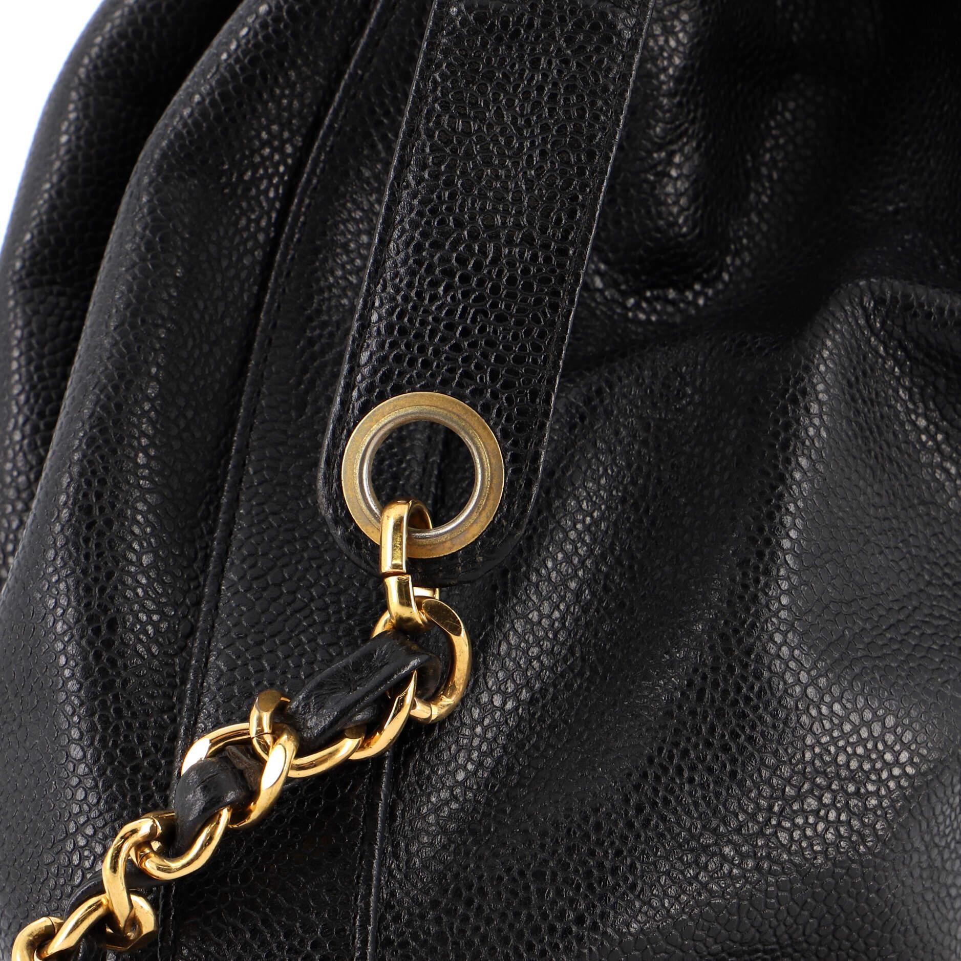 Chanel Vintage Metal CC Drawstring Bucket Bag Caviar Large 4