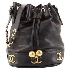 Chanel Vintage Metal CC Drawstring Bucket Bag Caviar Medium