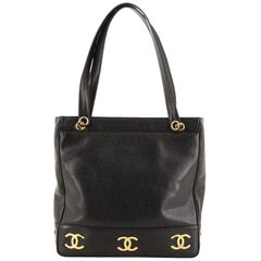 Chanel Vintage Metal CC Shoulder Bag Caviar Medium