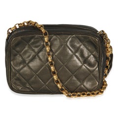 Chanel Vintage Metallic Green Quilted Lambskin Tassel Camera Bag