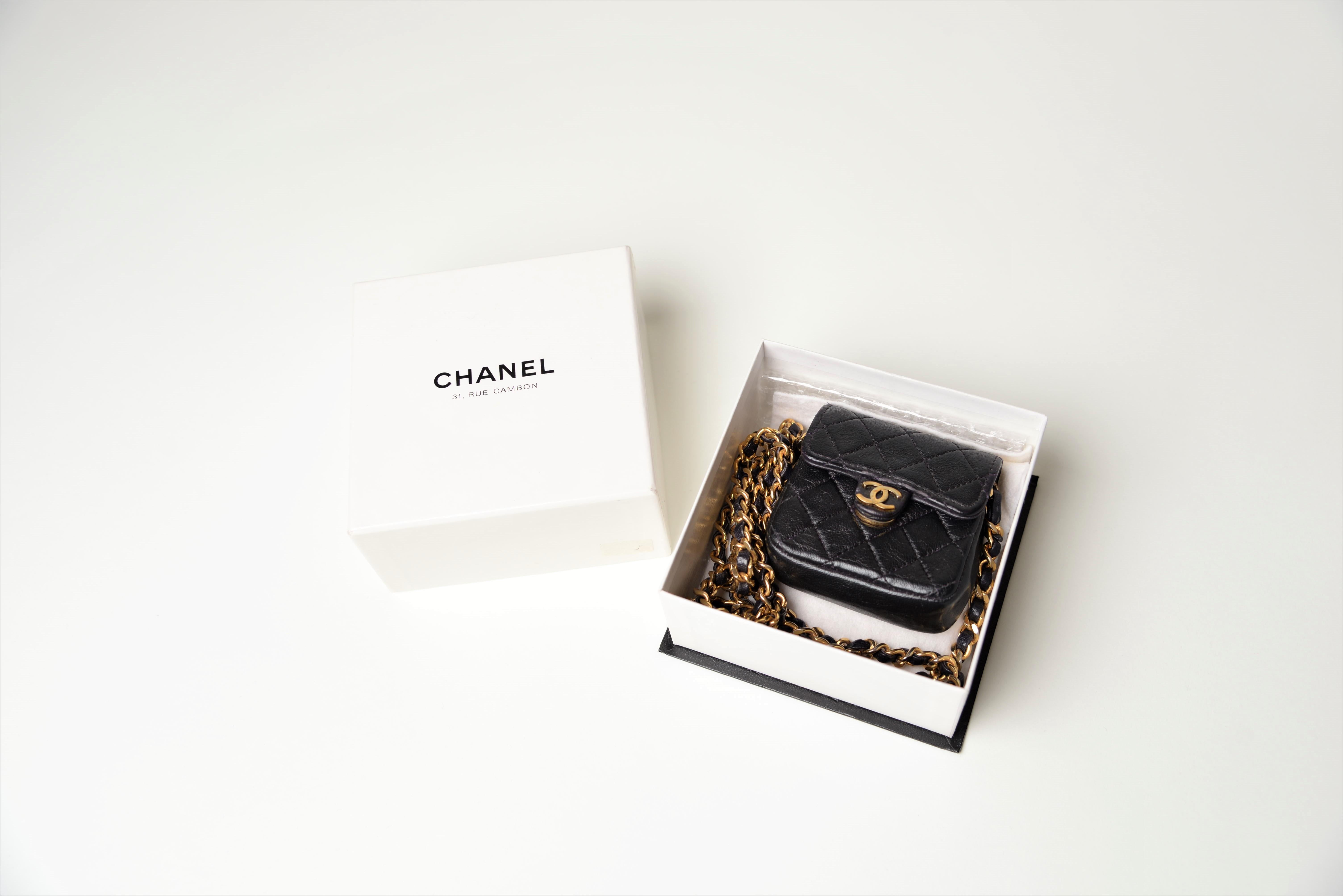 Black Chanel Vintage Micro Mini Shoulder Flap Bag Rare For Sale
