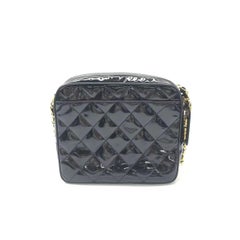 Chanel Vintage Mini Camera Bag Black Patent Leather Gold Hardware