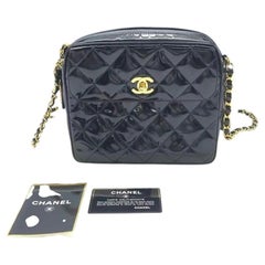 Chanel Vintage Mini Camera Bag Black Patent Leather Gold Hardware