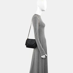 Chanel Vintage Mini CC Tassel Flap Bag Black Lambskin Matelasse Chain