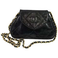 Chanel Coco Top Handle Bag Quilted Caviar with Lizard Embossed Leather Small