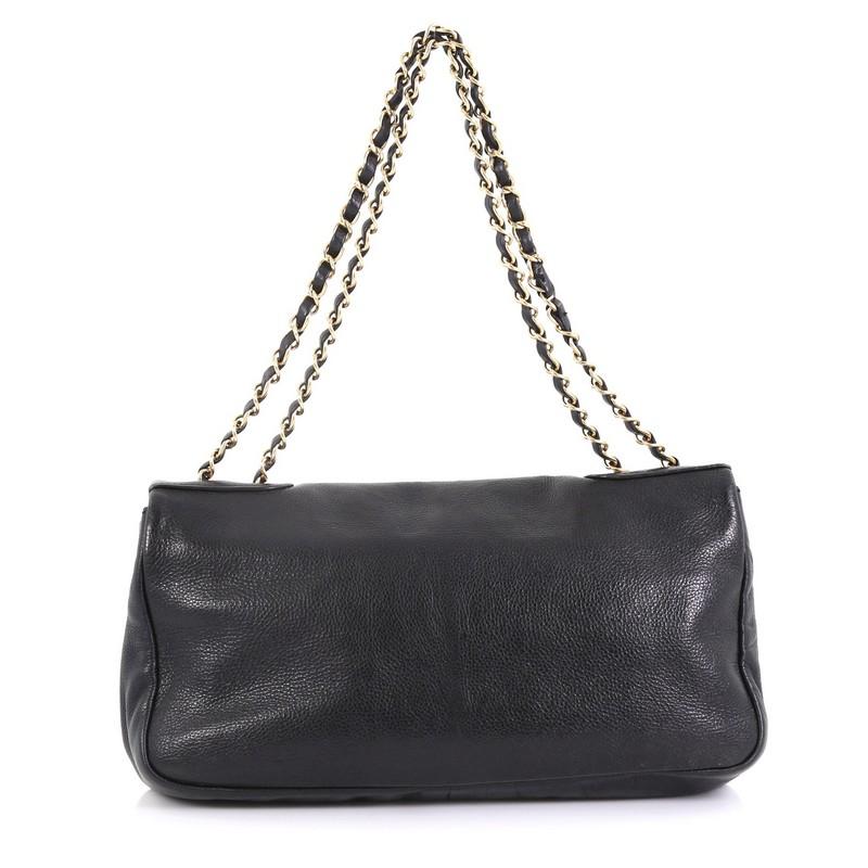 Noir Chanel Vintage Mosaic CC Flap Bag Cuir clouté East West