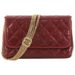 Chanel Vintage Multi Chain Flap Bag Quilted Lizard Small (petit)