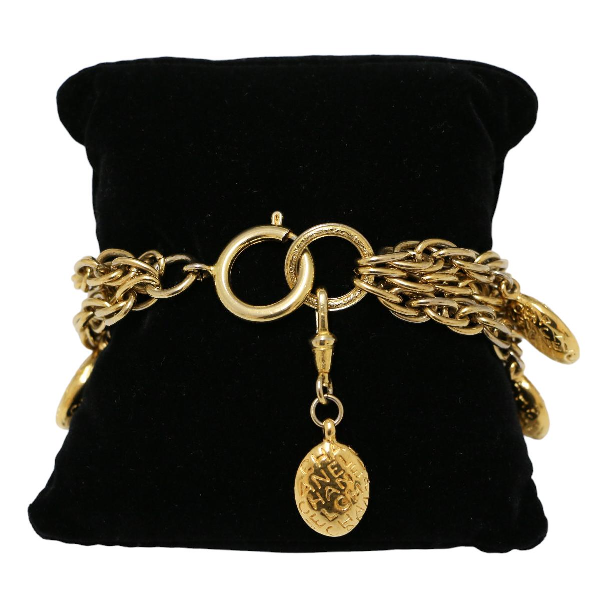 CHANEL vintage multi-row gold pendants bracelet In Good Condition In Paris, FR