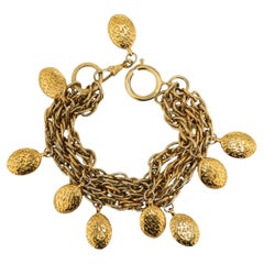 CHANEL vintage multi-row gold pendants bracelet