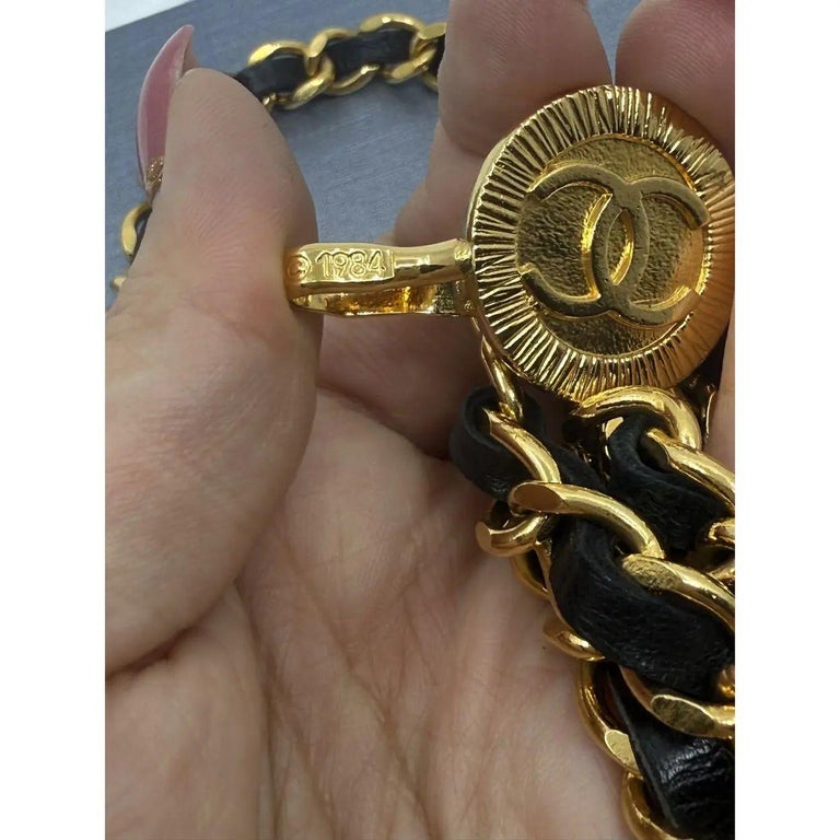 Chanel Vintage Multi Strand Black Lambskin Leather and Gold  display picture 3