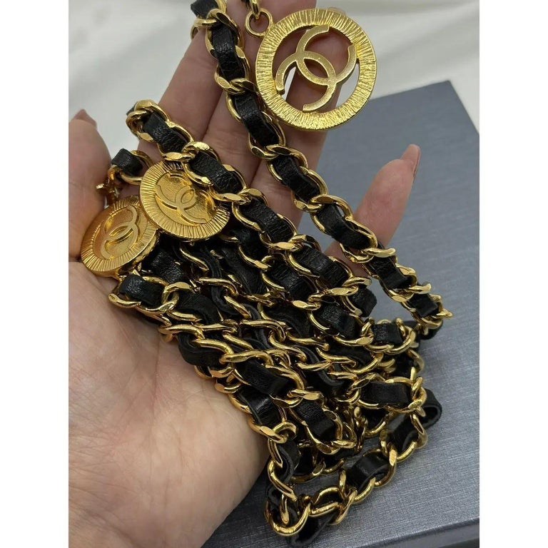 Chanel Vintage Multi Strand Black Lambskin Leather and Gold  display picture 1