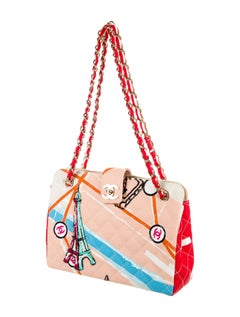 Chanel Vintage Multicolor Canvas Embellished Printed Map Of Paris Shoulder Bag
