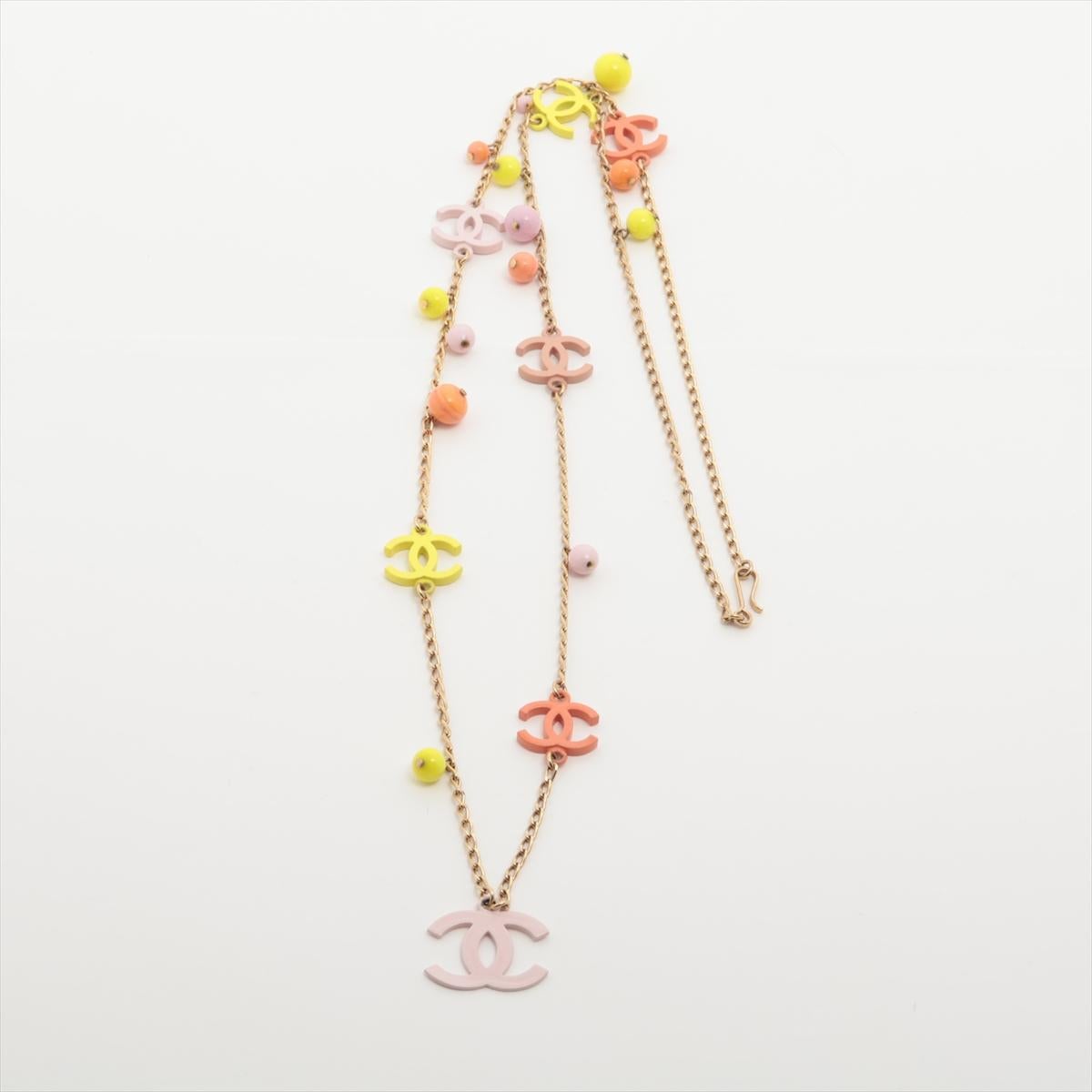 Chanel Vintage Multicolor CC Logo and Beads Enamel Necklace 3