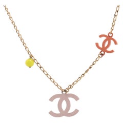 Chanel Vintage Multicolor CC Logo and Beads Enamel Necklace