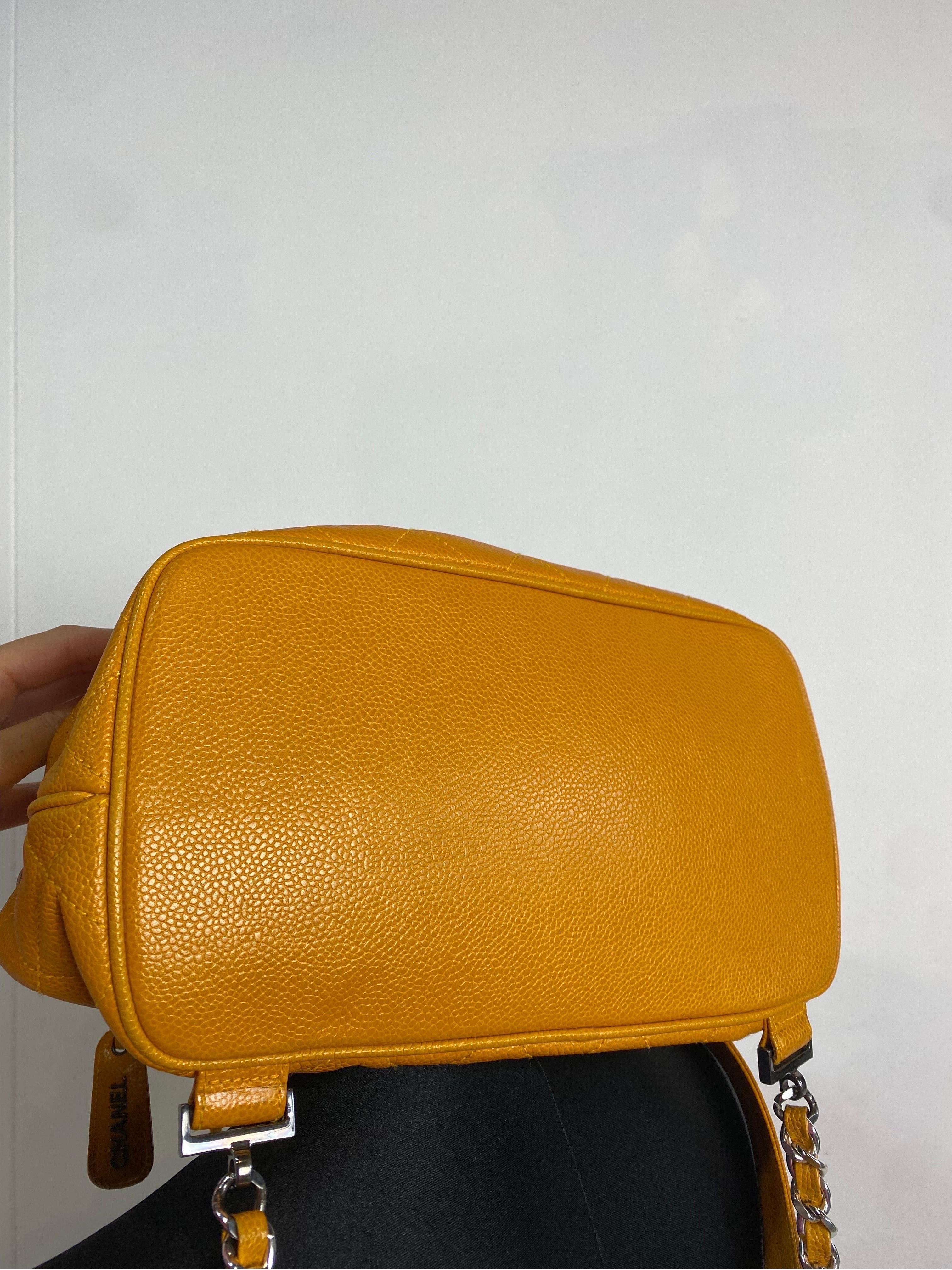 Chanel vintage mustard Caviar Leather Backpack  8