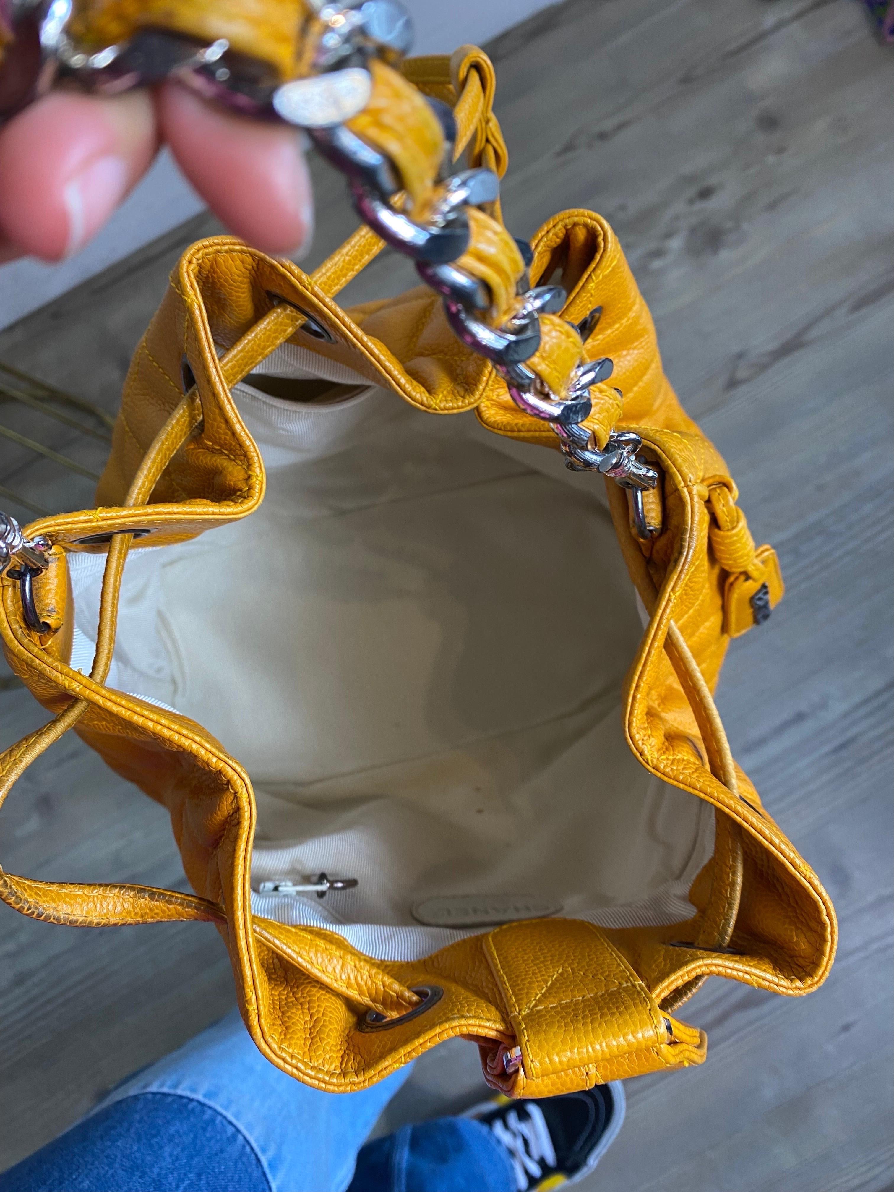 Chanel vintage mustard Caviar Leather Backpack  4