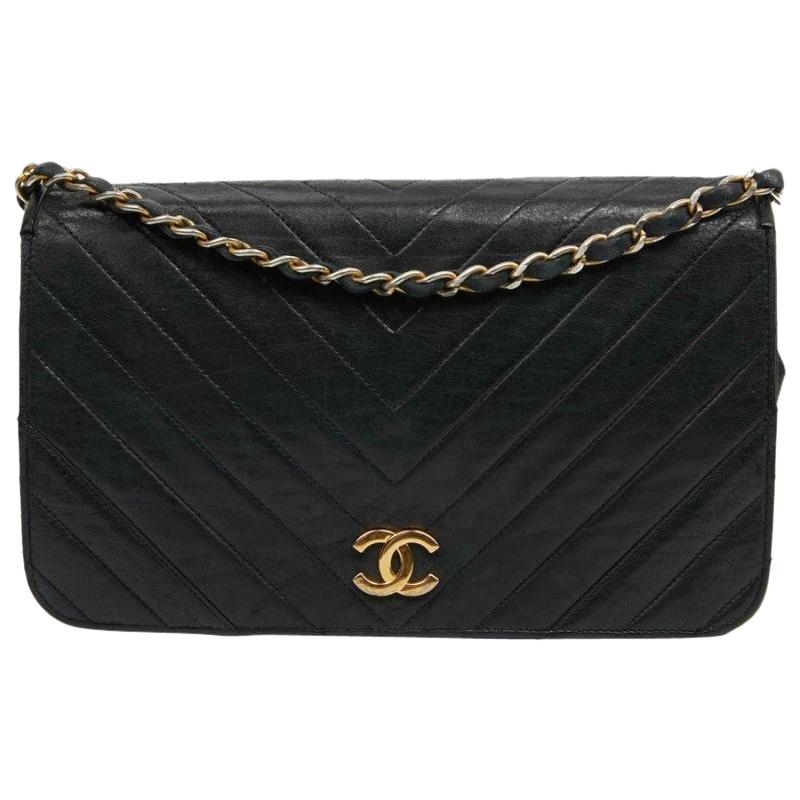 Chanel Vintage Navy Blue Leather Flap Bag