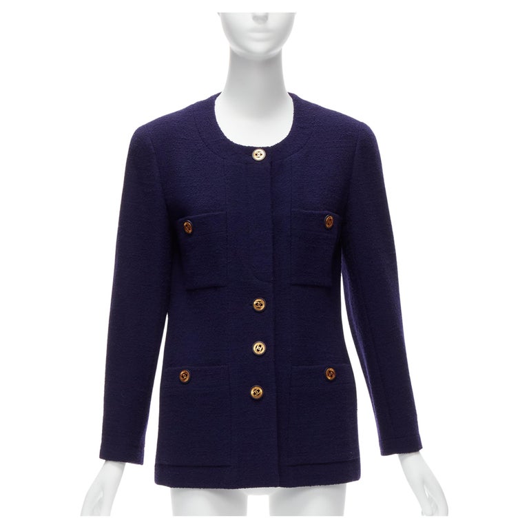 Chanel Blue Tweed Jacket - 74 For Sale on 1stDibs  chanel blue tweed blazer,  chanel light blue tweed jacket, baby blue tweed jacket