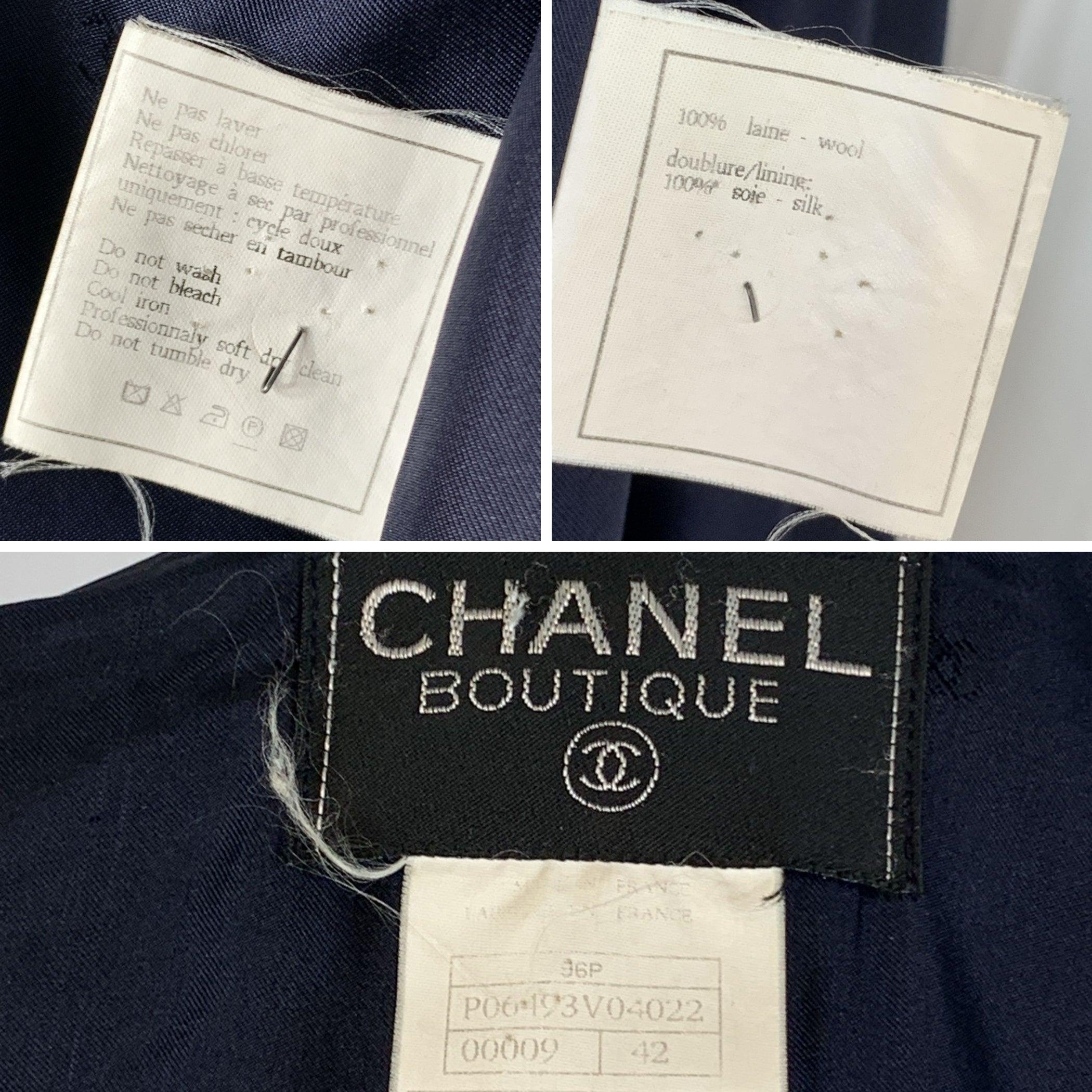 Chanel Vintage Navy Blue Wool Dust Coat Size 42 FR For Sale 1