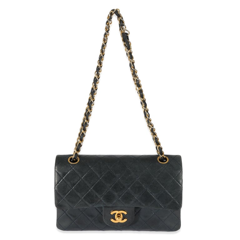 Chanel Vintage Navy Lambskin Small Classic Flap For Sale at 1stDibs