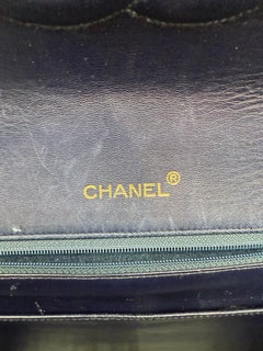 Chanel Vintage Navy Lamskin Maxi Flap Bag