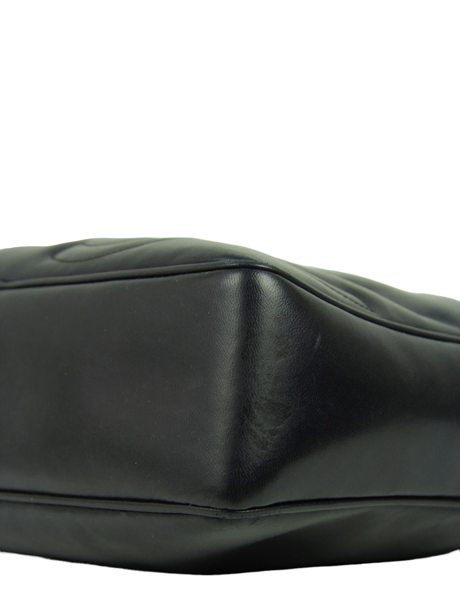 Women's Chanel Vintage Navy Leather CC Embossed Large Camera Bag For Sale