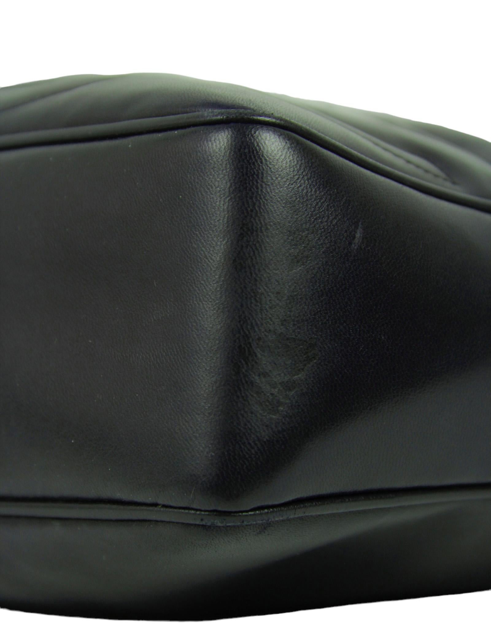 Chanel Vintage Navy Leather CC Embossed Large Camera Bag For Sale 1
