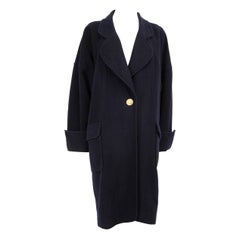 Chanel Vintage Navy Wool Single Breasted Coat Size L Chanel Vintage Navy Wool Single Breasted Coat Size L
