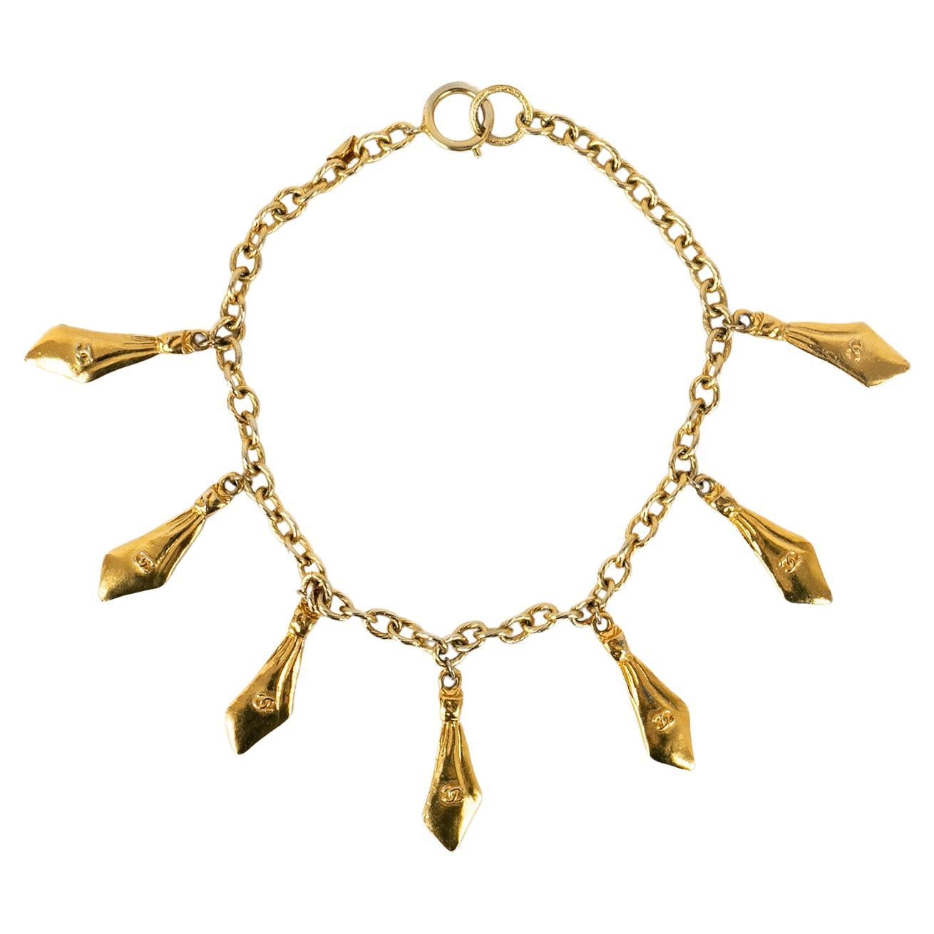 Chanel vintage necklace in gold metal For Sale at 1stDibs